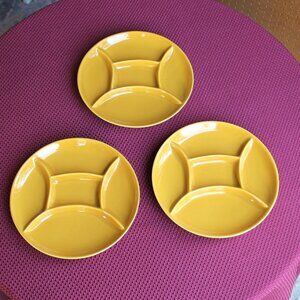 Vintage Golden Yellow Ceramic Divided Fondue Plates Purchased in West Germany